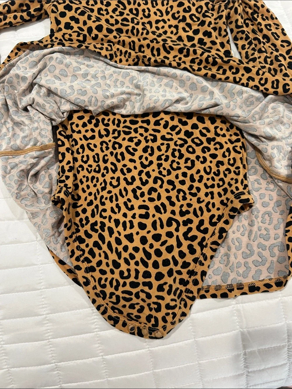 Long-Sleeve Leopard Print Kids Little Sleepies Dress